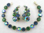 Newly Added Karu Arke Blue & Green Rhinestone Bracelet Set