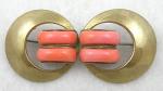 Newly Added French Art Deco Brass Galalith Brooch