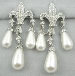 Newly Added Todd Anthony Rhinestone Fleur de Lis Earrings