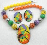 Newly Added Colorful Enamel Centerpiece & Beads Necklace Set