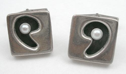 Boutons De Manchette Sterling Silver Ruth Roach - Moderniste Années 1950, Signés