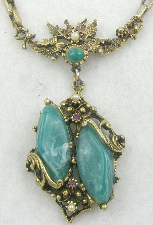 Brenda Jewelry Co. Green Swirl Stone Necklace Garden Party Collection