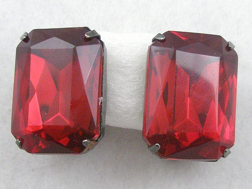 Rectangular Red Earrings Rectangular Red Rhinestone Earrings - Garden Party Collection Vintage ...