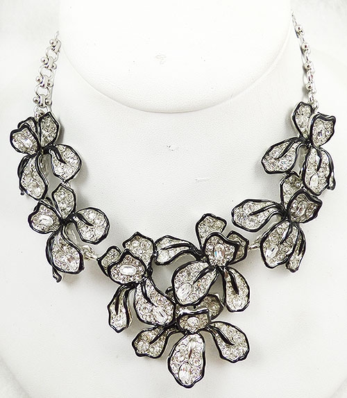 Kenneth J. Lane Rhinestone Orchid Necklace - Garden Party Collection ...