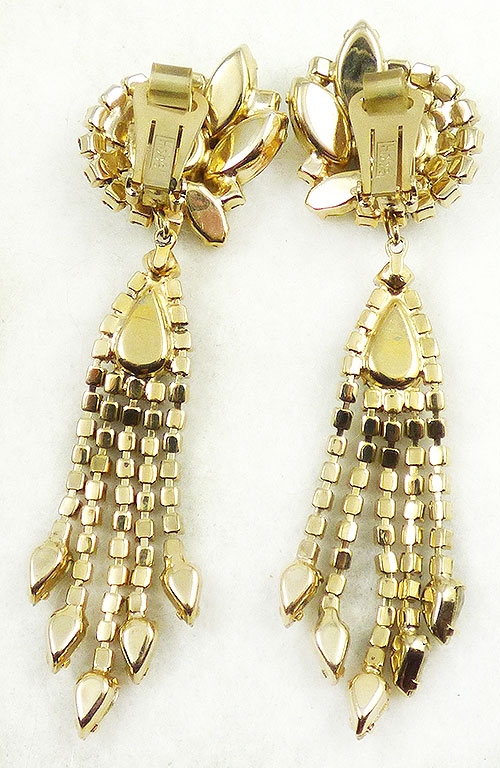 Boucles D'oreilles Shoulder Duster à Strass Rouges - Design Flocon Ou Fleur Percé, Occasion
