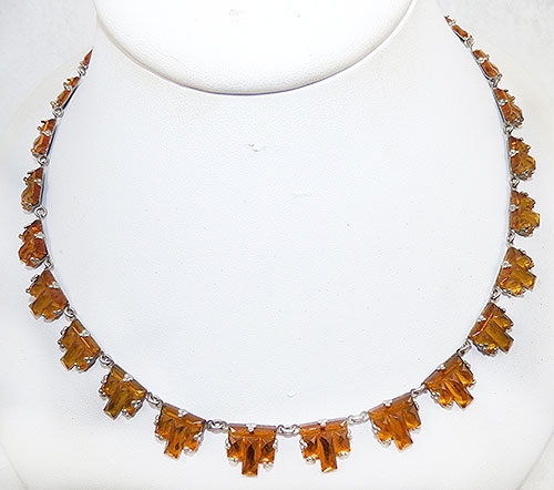 Czech Golden Topaz Vauxhall Glass Necklace Garden Party Collection 