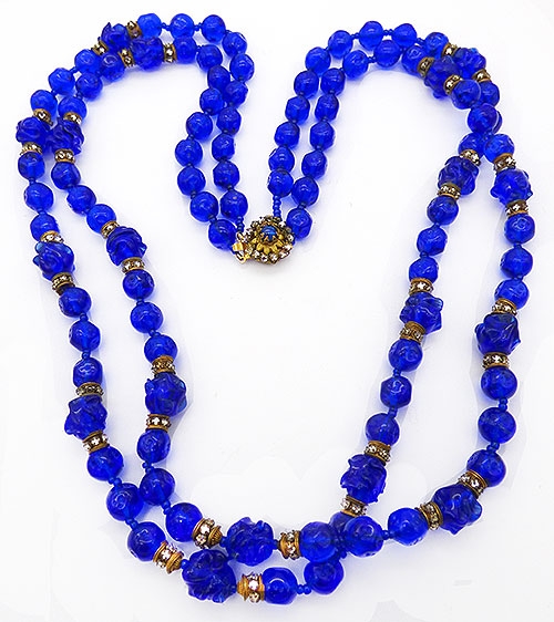 M Haskell Statement Necklace Blue Beaded Necklace MH1