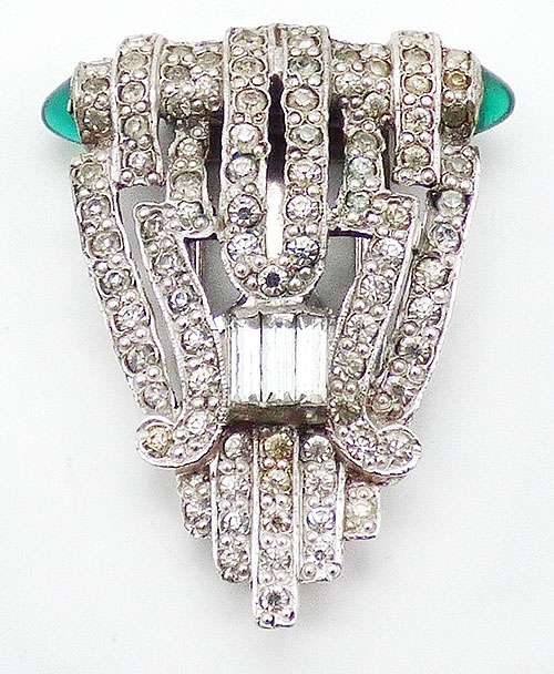 Art Deco Clear Vintage old jewelry Rhinestone Dress Clip Bridal Wedding Baguettes