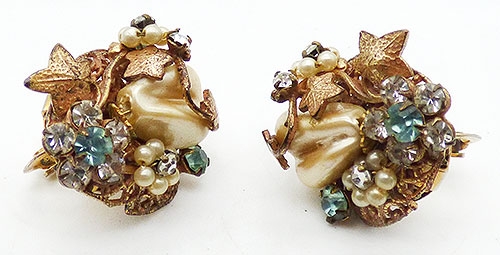 Newly Added Robert Faux Pearl and Florets Earrings
