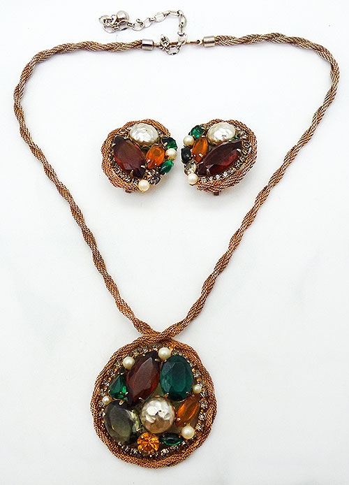 Mesh Rhinestone Set Twisted Mesh and Rhinestones Necklace Set - Garden Party Collection ...