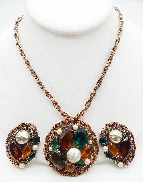 Newly Added Twisted Mesh and Rhinestones Necklace Set